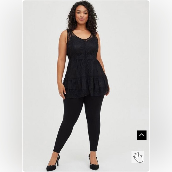 TORRID Babydoll lace tiered black tunic tank size 1 - Picture 2 of 8